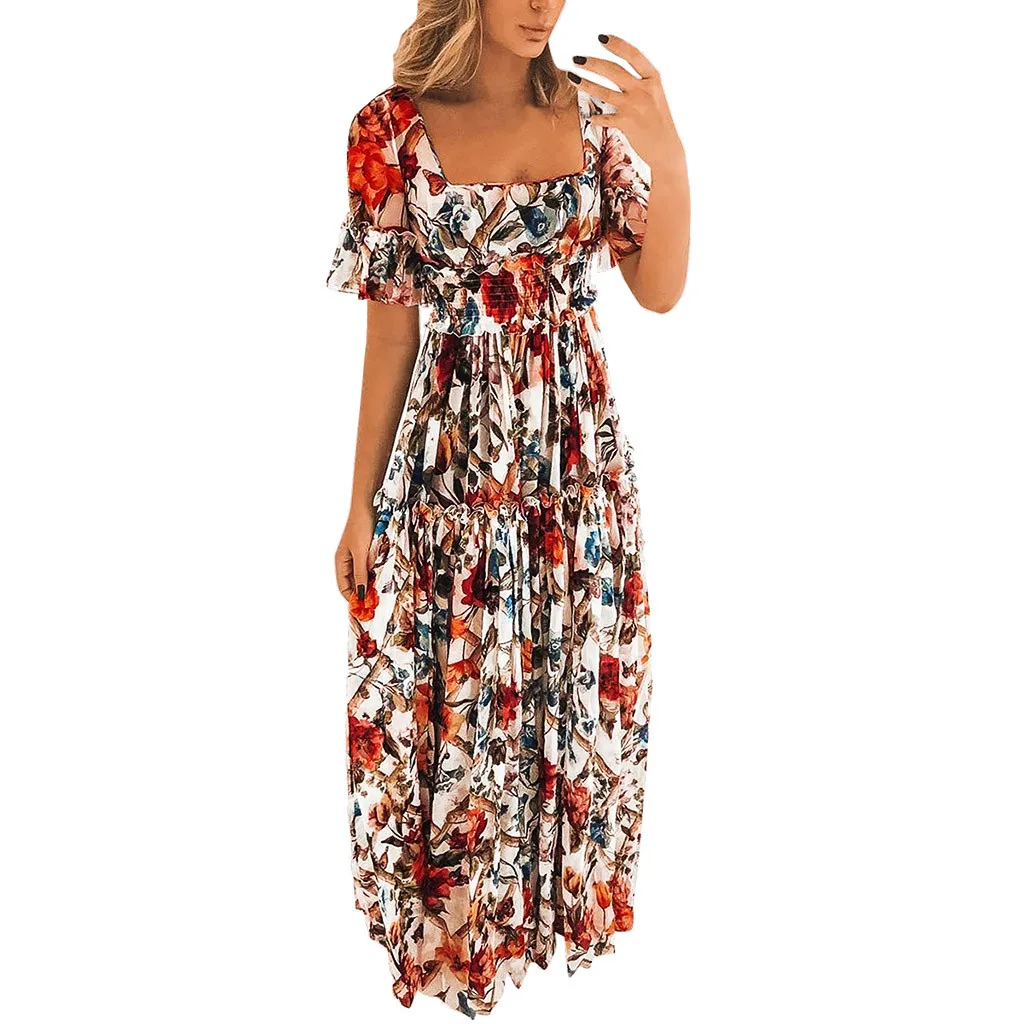 

MAXIORILL Women's богемное платье maxi bohemian bohemian cotton satin linen long summer beach casual shirt dress plus size T3