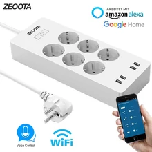 Wi Fi Smart мощность полосы ЕС стабилизатор напряжения с 6 гнездо 4 для смартфона с usb-портом дома управление переключатель Совместимость Alexa Google помощник