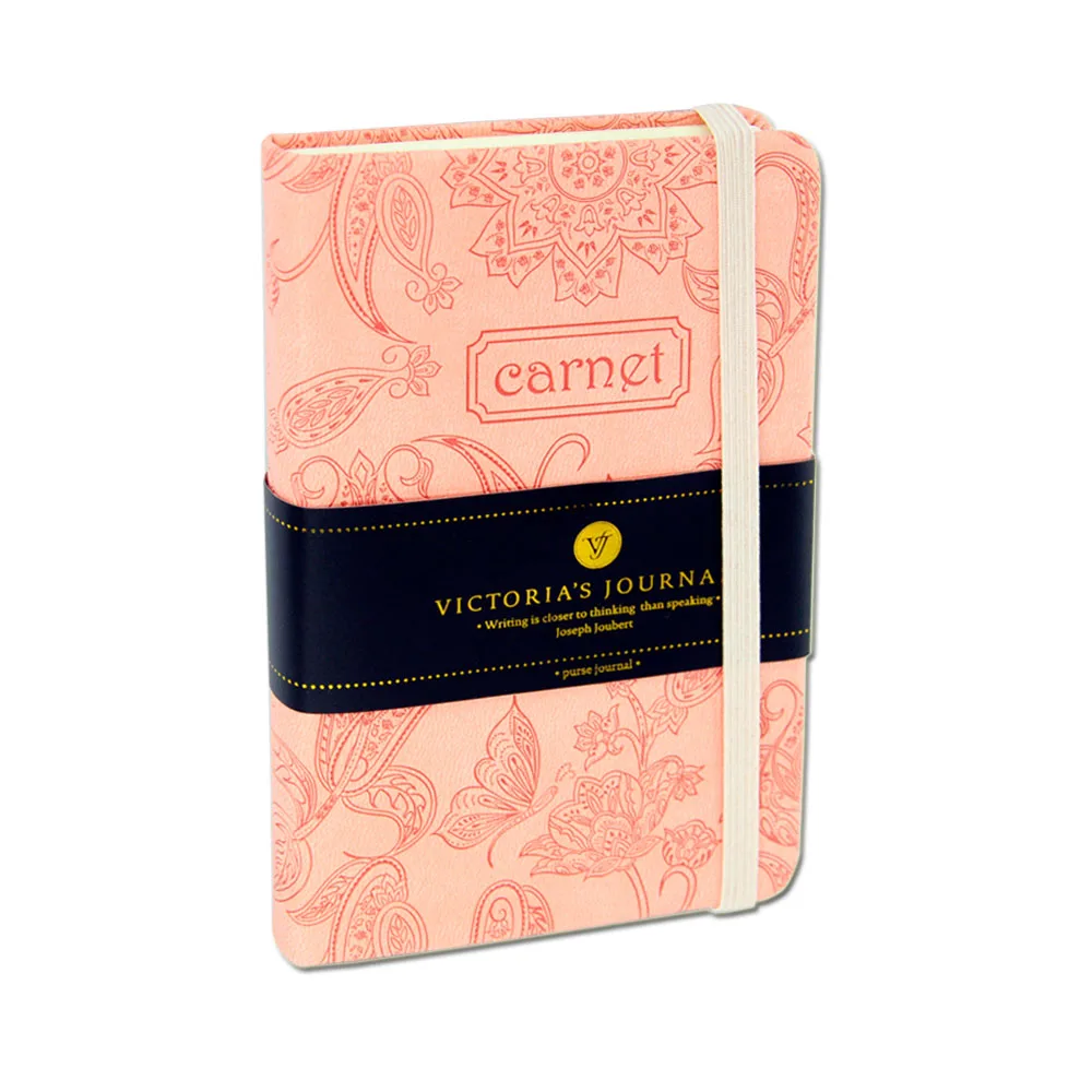 CARNET Small Hard Cover Ruled Notebook Elastic Band Lined Journal