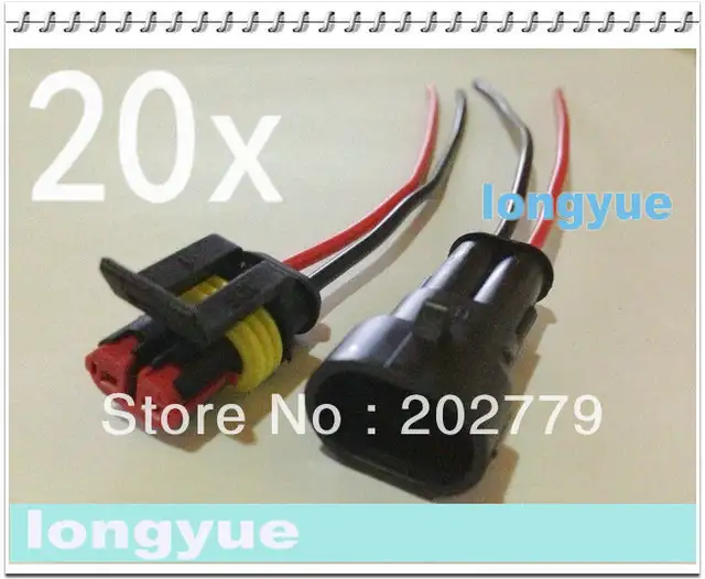Us 19 99 Longyue Factory Sale 20sets New 2 Pin Waterproof Electrical Wire Connector Plug Motorcycle Car Marine 10cm Wire Wire Car Electric Car