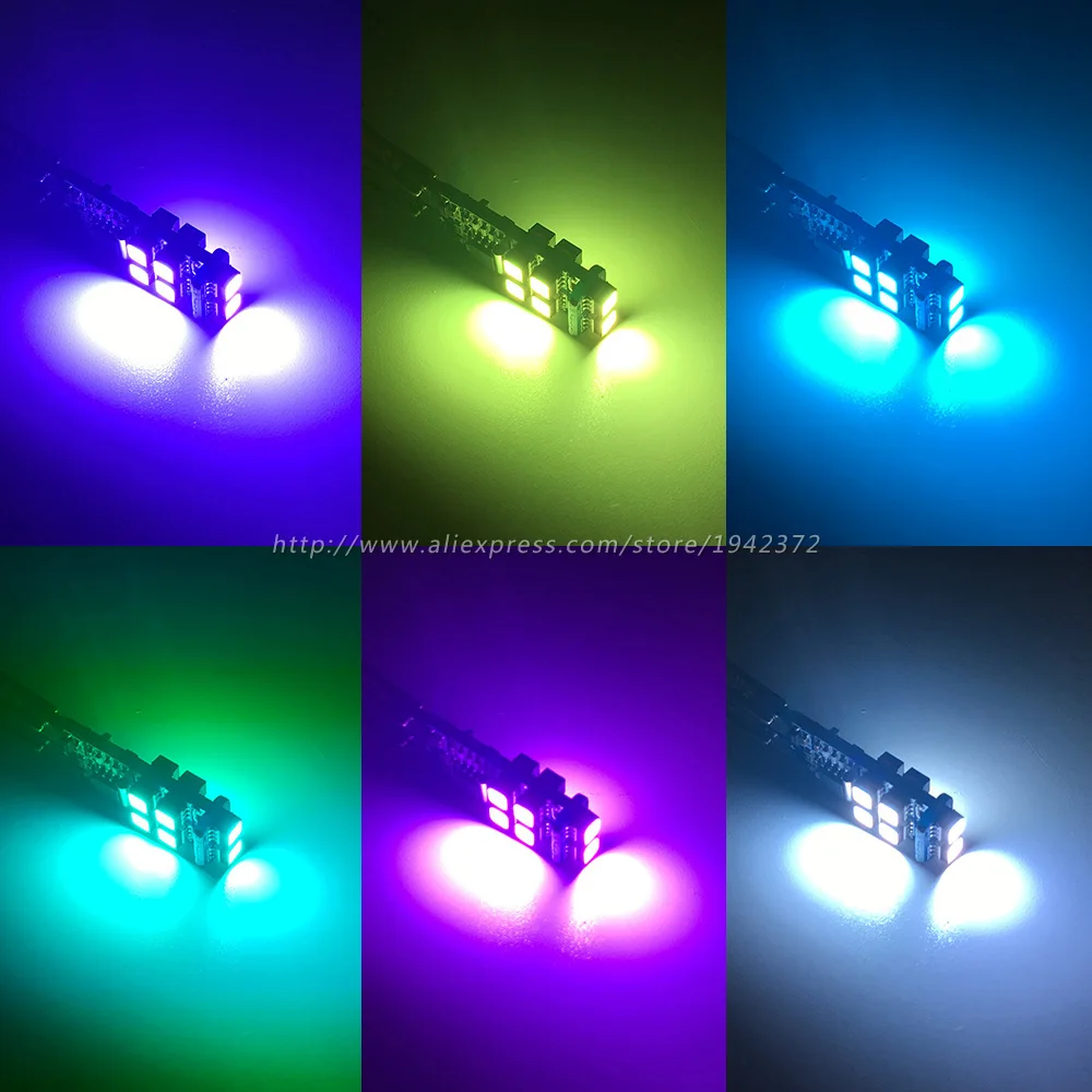 2 предмета в комплекте T10 W5W автомобильные лампы 12 V 10SMD высокое качество rgb с пультом дистанционного управления Управление 194 Стробоскопическая Светодиодная лампа для укладки волос