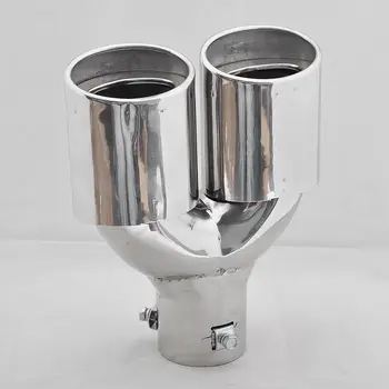 

For Stainless Steel Exhaust Muffler Dual Tips 30-45mm Inside Dia Twin Double [CP568]