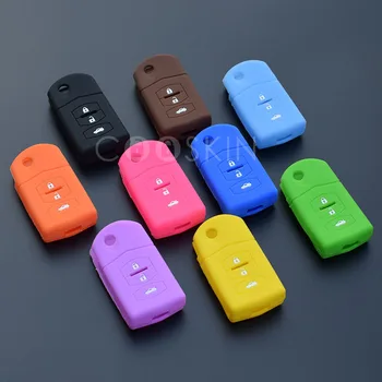 

100pcs/lot Silicone rubber car key cover Case shell for Mazda 2 3 5 6 RX8 MX5 3 button Flip Remote key Case