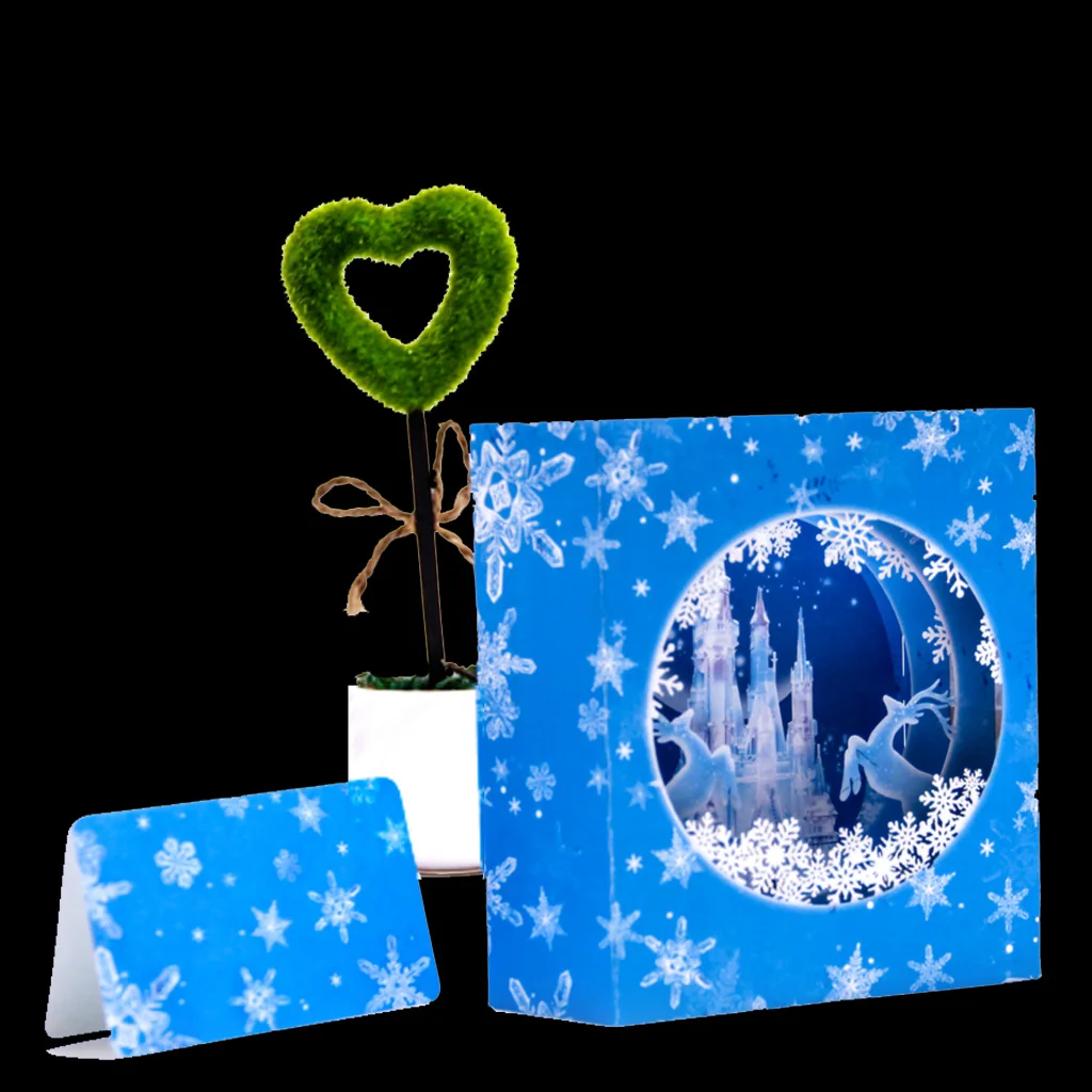 Ручной работы 3D Pop Up ледяной замок Снежинка Олень поздравительная открытка с Рождеством подарок