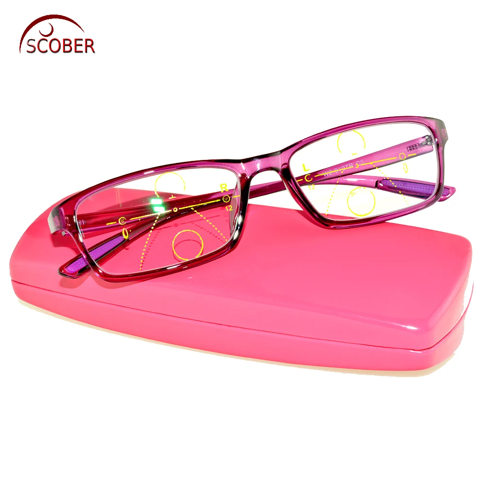 

SCOBER = Progressive Multifocal Reading Glasses Purple square TR90 ultralight super strong See Near And Far TOP 0 ADD +1 To +4