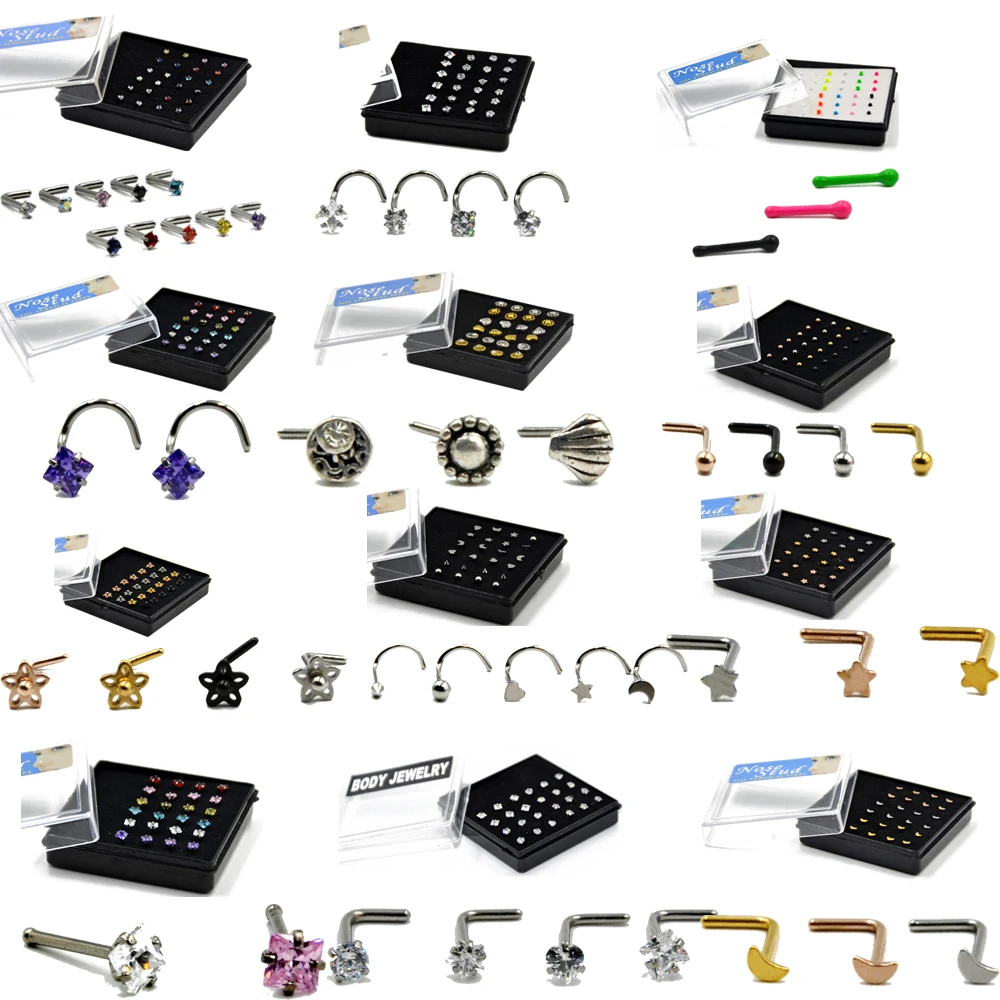 BOG 24 шт./кор. циркониевое кольцо для носа из хирургической стали с различным