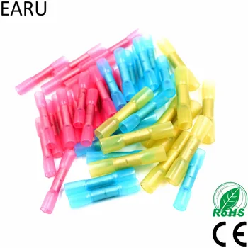 

100PCS Mixed Heat Shrink Butt Electrical Crimp Terminals Wire Cable Connectors Tube Terminal Blue Red Yellow 10-22 AWG 0.5-6mm