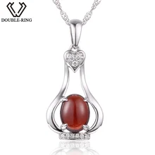 DOUBLE-R 2.2ct Овальный Красный природный гранат подвеска для Для женщин серебро 925 Цепочки и ожерелья с цепочкой ювелирный бренд женский день матери подарок