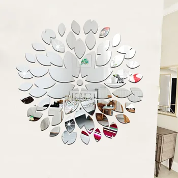 

Ceiling Mirror Decorative Wall stickers 31.49x31.10inch Silver Eco-friendly 3D Home Stickers PS Plastic Petal Vintage Poster