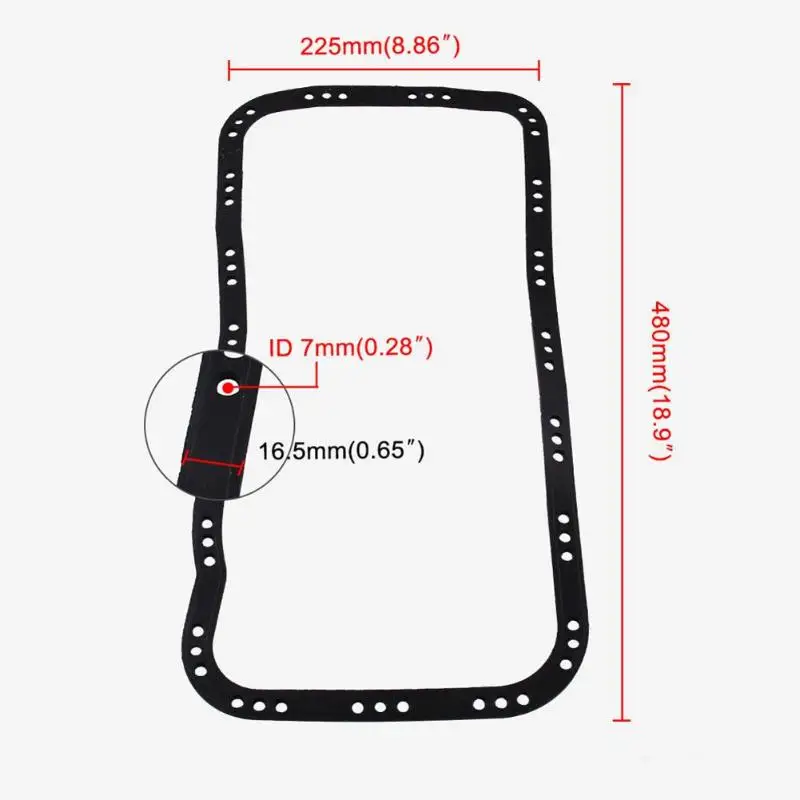 480*225 mm Black Rubber Oil Pan Gasket for Civic DX LX Del Sol 1.6L 1.7L SOHC D16Y7 D17A1 1996-2005