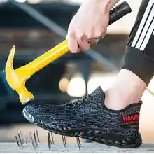 Новинка; Мужская Рабочая обувь со стальным носком; дышащая легкая летняя обувь для пирсинга; повседневная женская обувь из сетчатого материала