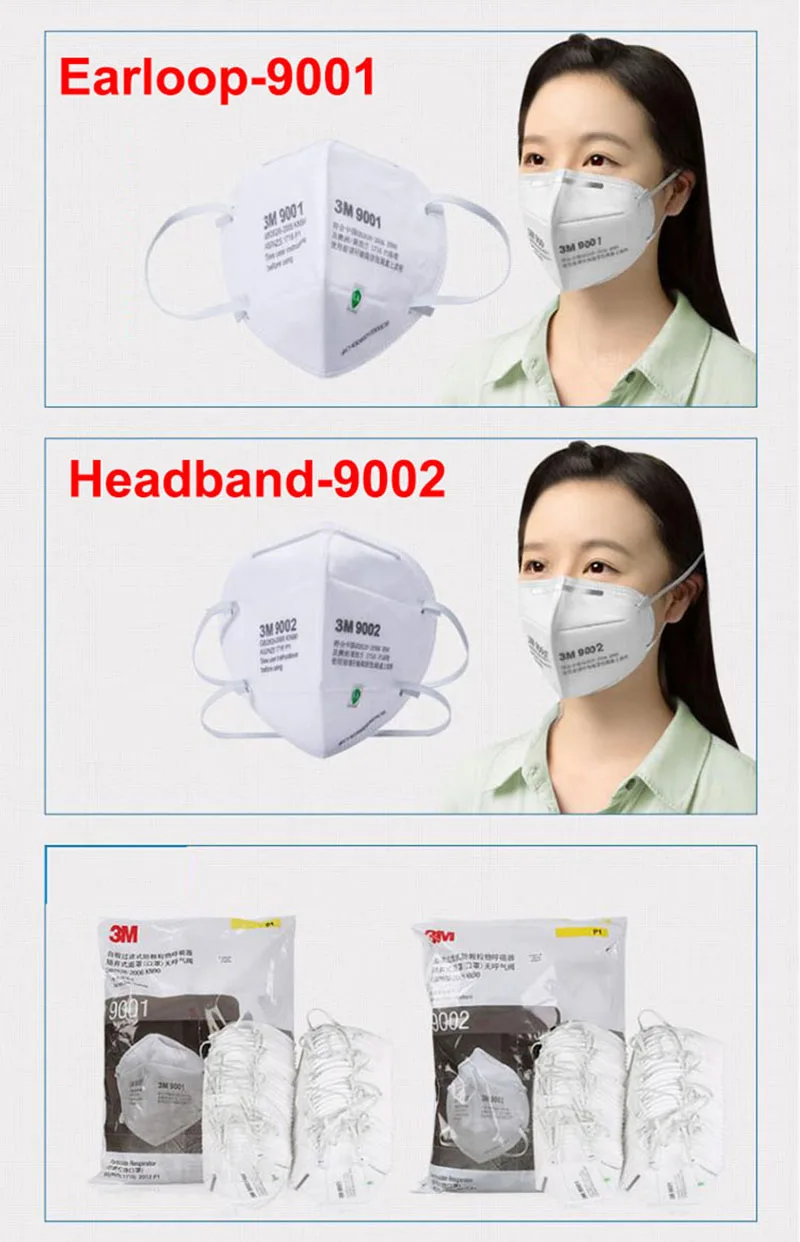 50 шт./пакет 3 м 9001 9002 респиратор PM2.5 Анти-туман защитные маски против гриппа взрослых KN90 порошковый респиратор дыхательные маски