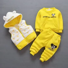 Одежда для маленьких девочек, осенне-зимние толстовки с длинными рукавами с героями мультфильмов, топы+ штаны+ пальто, детская одежда