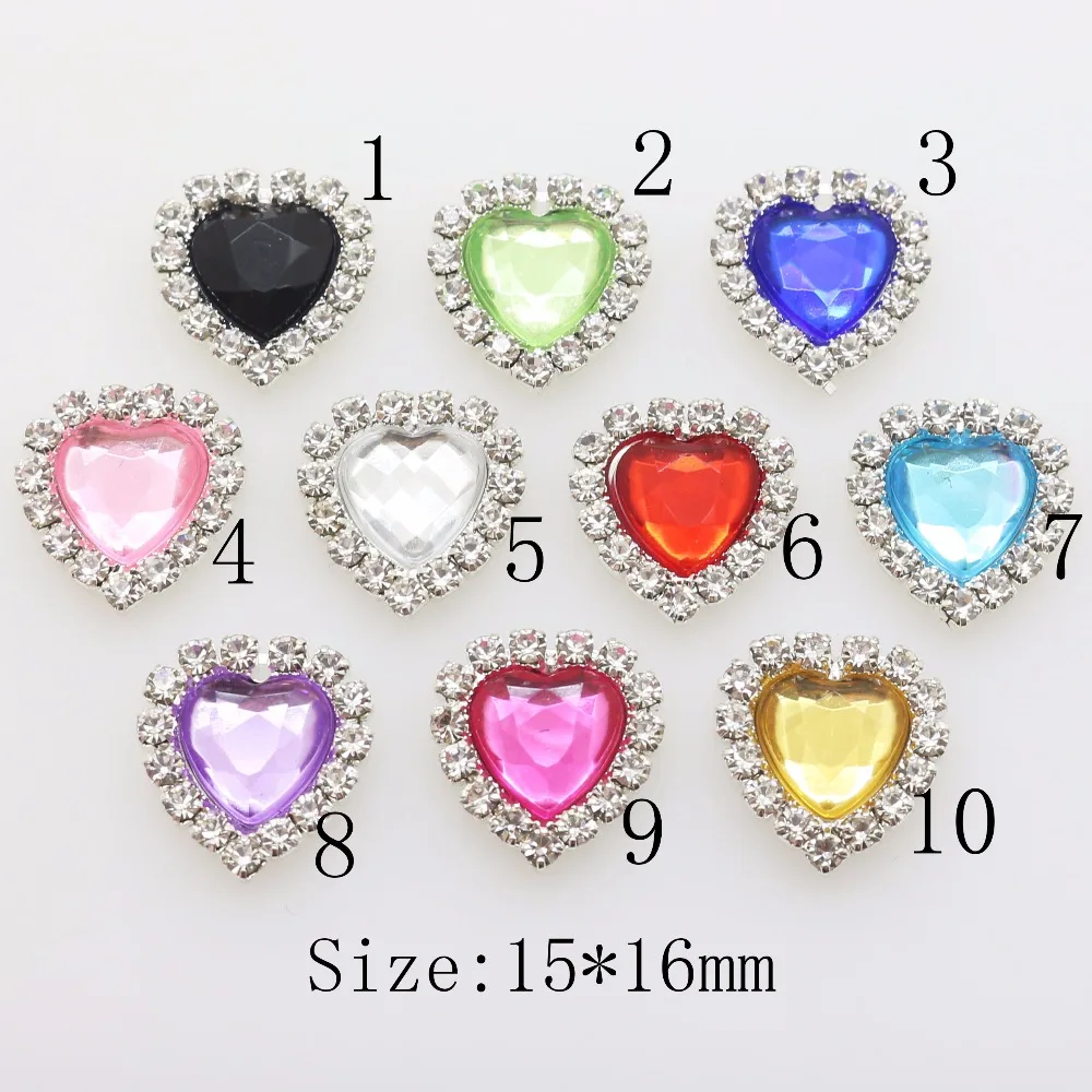 

Flatback 10Pc Heart mini rhinestone Buttons DIY Wedding inviations gift box decorate child clothing beauty accessories craft