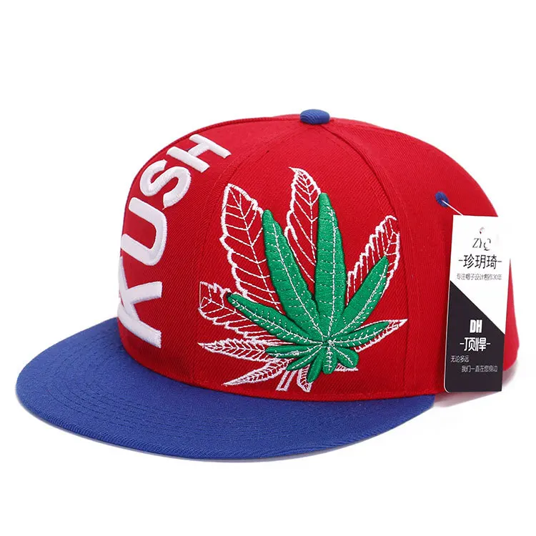 

High Quality Cotton Cap Hat New Korean Three-dimensional Embroidery Maple Leaf Hip-hop Cap Spring Autumn KUSH Hats for Women and