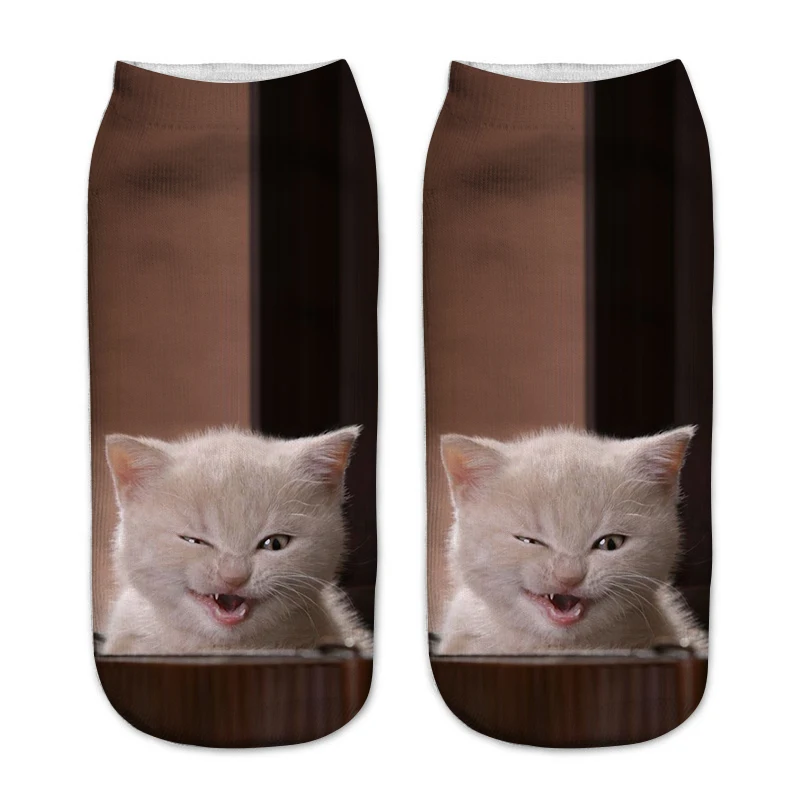 SLMVIAN HOT3D печать любовь Кошка женские носки брендовый носок Модные унисекс носки кошка узор Meias Feminina забавные Низкие ботильоны