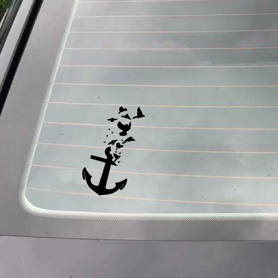 Ancora nautica con adesivi per auto Flying Birds-adesivo per auto in vinile Creative Arts per la decorazione della finestra di automobile - immagine 2