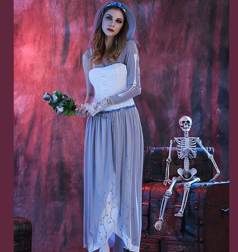 Женский костюм для взрослых на Хэллоуин невесты страшный причудливый наряд
