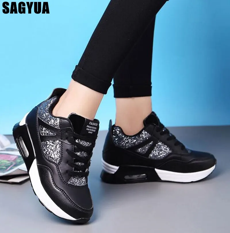 

New Casual shoes For woman Breathable Platform Wedge Sneakers Ladies lace up Comfort Outdoor Air cushion shoes Chaussures A238