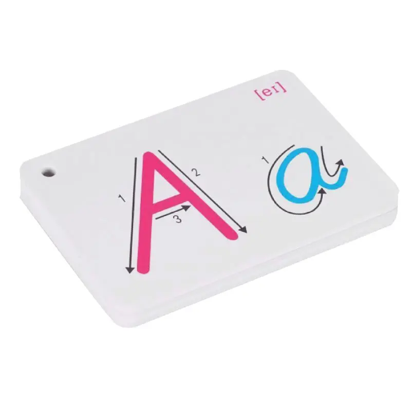 

26 Letter English Alphabet Card Ring Buckle Handwritten Pronunciation Early Development Home Learning Educational Toy Children