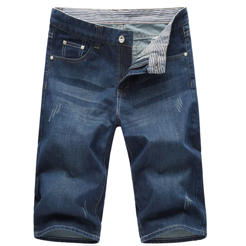 Мужские Легкий Стрейч Denim Жан Шорты Голубой Короткие Плюс Размер Джинсы для