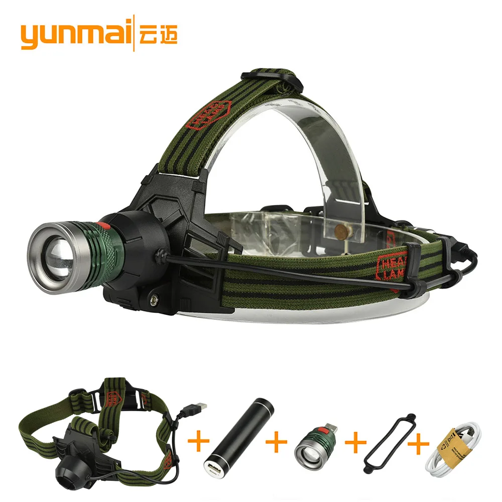 

LED Headlight Flashlight T6 Waterproof LED Headlamp Portable Power Source Battery Rechargeable Head lamps + USB 3 Modes