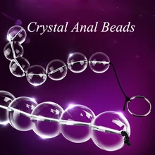 4 Sizes Anal Plug Glass Chain Beads Gay Butt Plug Smooth Crystal Balls Pull Ring Massager Sex Toys Adult Erotic Products 1 PC