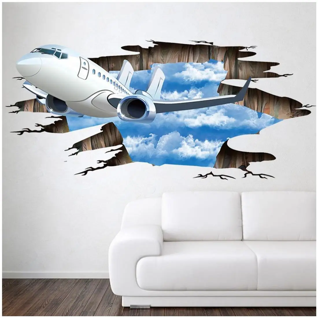 

LHBL 3D Stream Floor Wall Sticker Removable Mural Decals Vinyl Art Living Room Decor (Airplane)