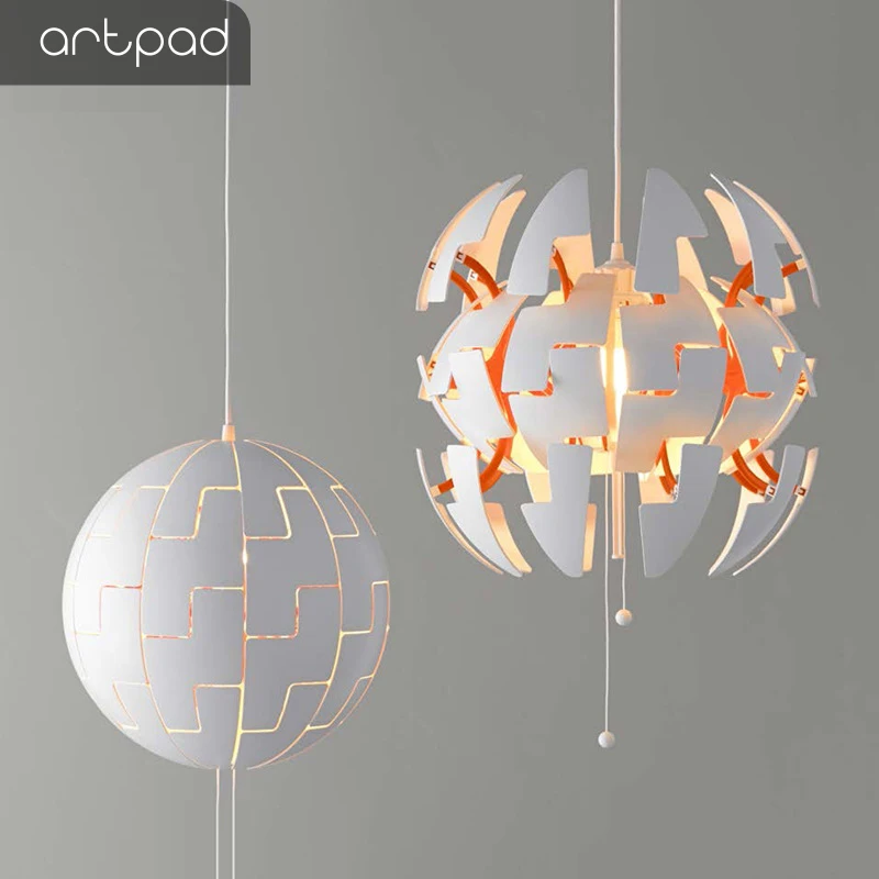 

Artpad 5W Modern Deformation Pendant Led Light Round White Restaurant Dining Room Acrylic Light Pendant Fitting Pull Line Switch