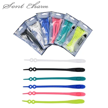 

14pcs/pack Round Head Double Hole No Tie Shoelace Color Elastic Lazy Person Silicone Shoelace Adult Children Versatile