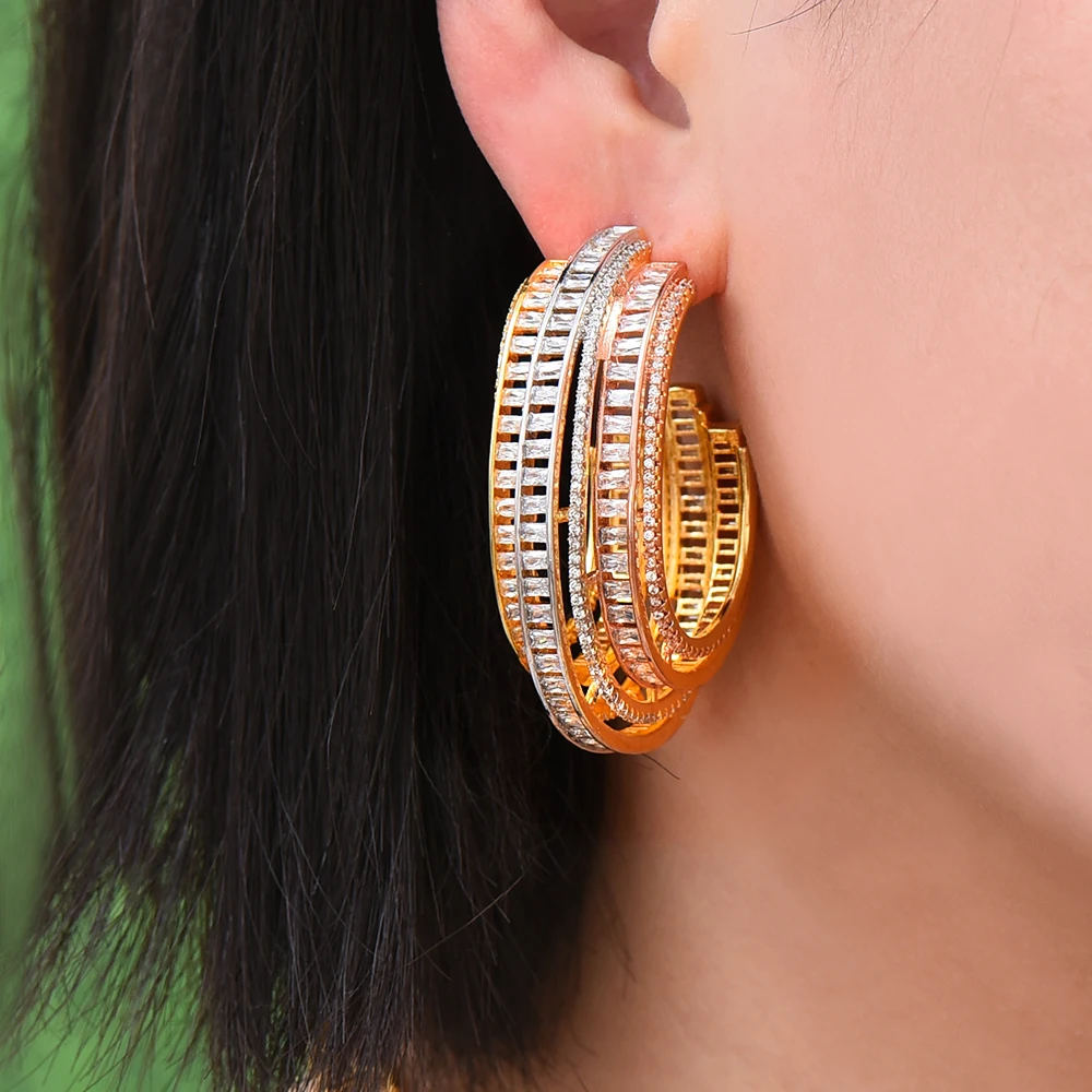 

missvikki Handmade Luxury African Nigerian Indian Dubai Hoop Earrings Shiny New Trendy Design for Women Earrings Jewelry