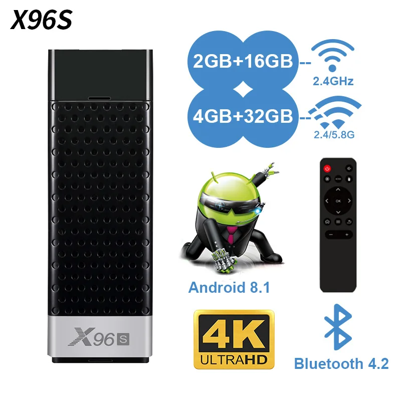 ТВ приставка X96S Mini PC 5G Smart 4K Android 8 1 Amlogic S905Y2 DDR4 4 ГБ 32 WiFi Bluetooth 2 TV Dongle