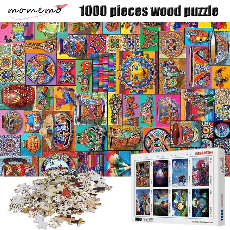 

MOMEMO Color Art Work 1000 Pieces Adult 2mm Thick Wooden Puzzle Landscape Figure 1000 Pieces Puzzles Children Toys Gifts Decor