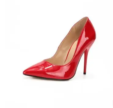 Hey Si Mey/обувь; Осенняя женская обувь; туфли-лодочки телесного цвета из лакированной кожи на высоком каблуке 12 см и платформе; женская обувь Красного цвета размера плюс 48 - Цвет: Красный