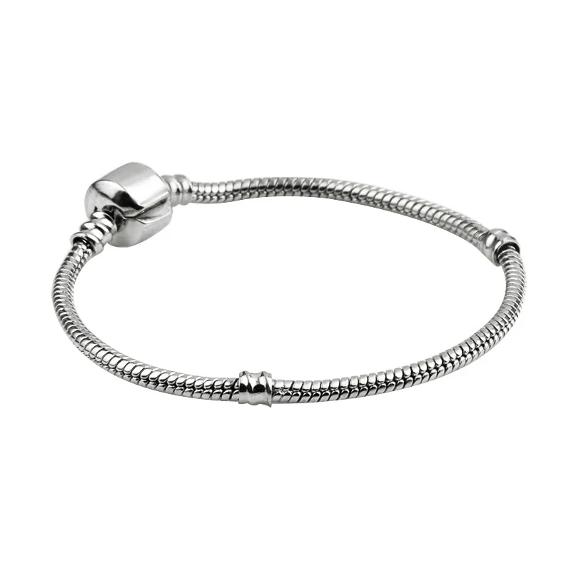 

Btuamb Punk Style Silver Color Basic Snake Chain Charm Beads NOT FADE Original DIY Bracelets & Bangles for Women Men Bijuterias