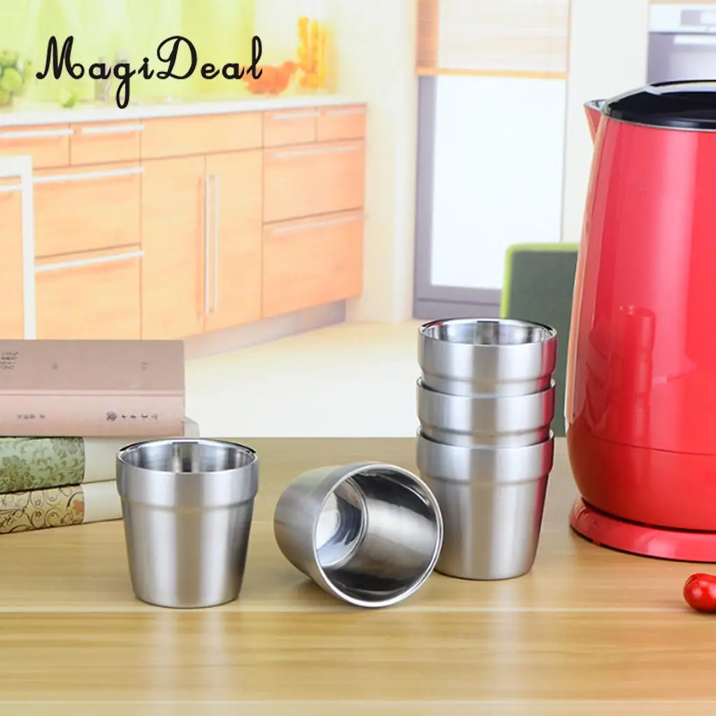 3x 180ml Modern Stainless Steel Cups Pint Cup Coffee Beer Mug Kids Tumbler