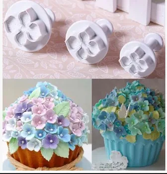 

3Pcs/Set Hydrangea Fondant Cake Decorating SugarCraft Plunger Cutter Flower Mold NEW