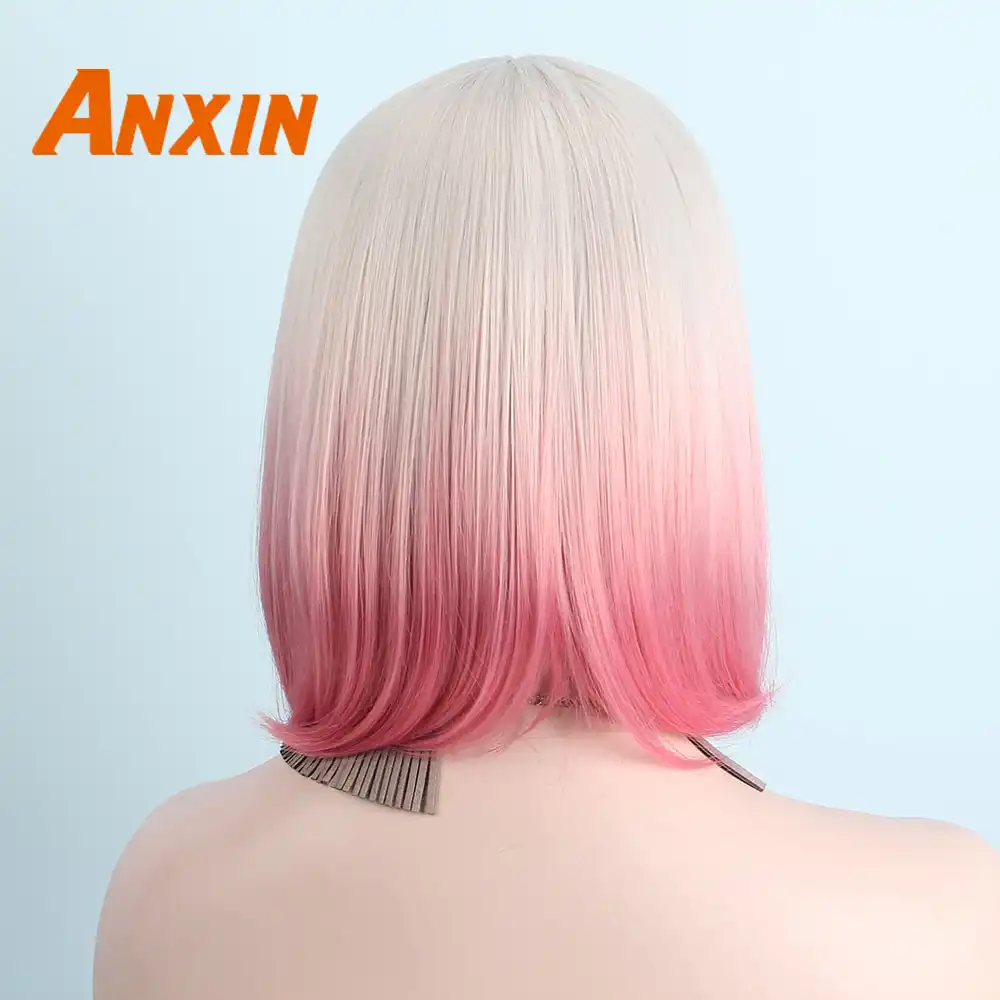 Anxin Synthetic Cosplay Wigs For Black Women With Bangs Short