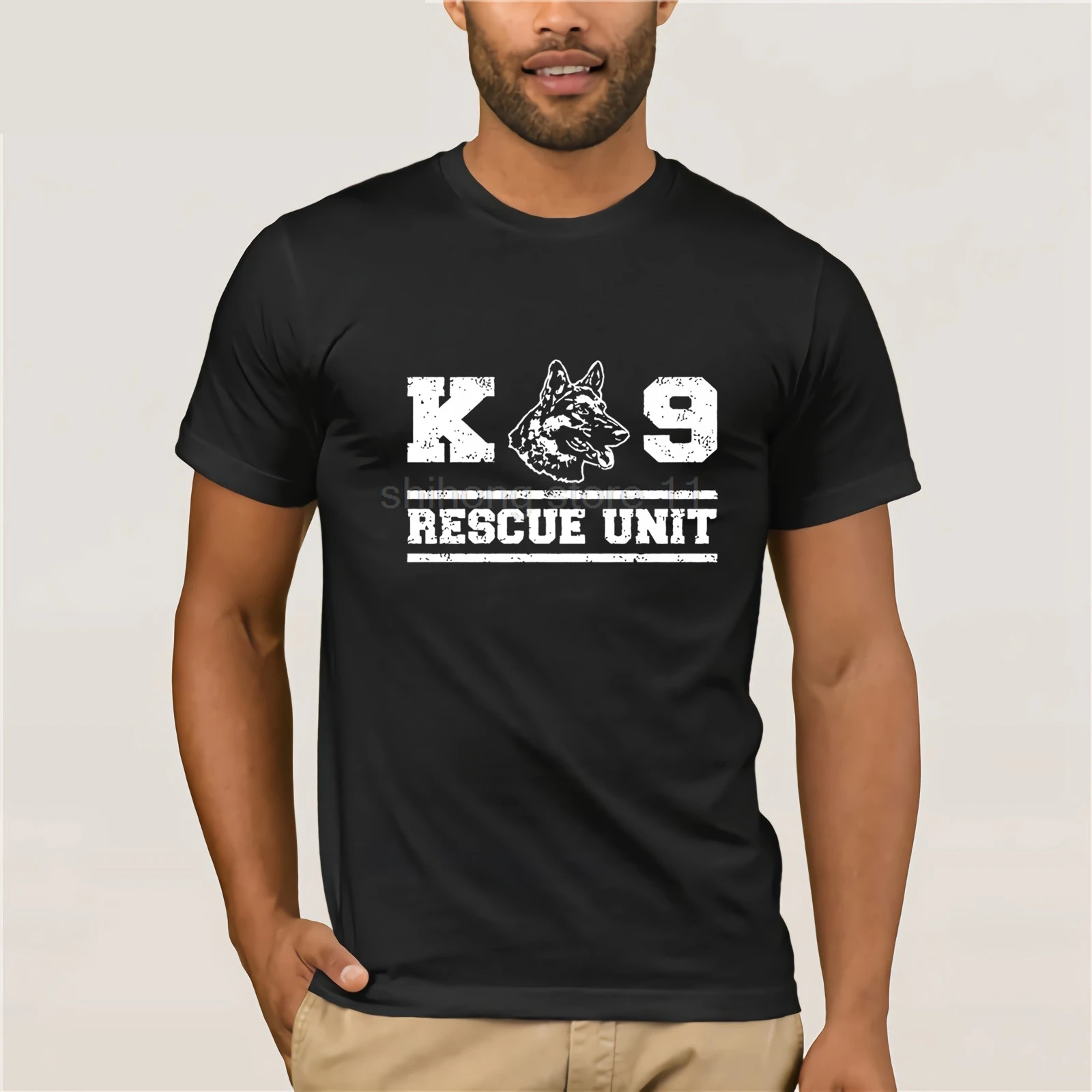 Мужская Повседневная футболка K9 Rescue Unit с немецкой овчаркой полицейской службой