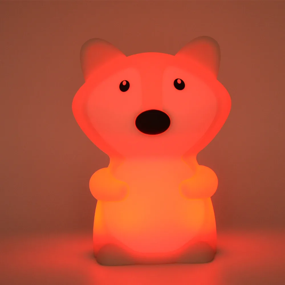 SuperNight Cute Cartoon Fox LED Night Light Touch Sensor 9 Colors Silicone Kids Children Baby Bedroom Bedside Table Lamp Gift (4)