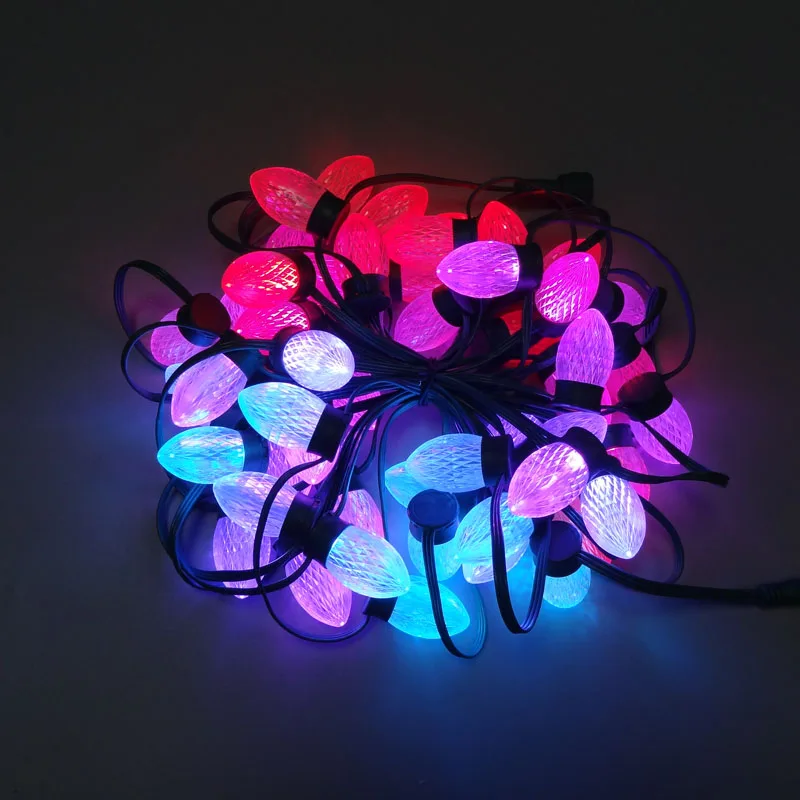 

50nodes addressable D24 C9 WS2811 rgb led pixel string christmas lights outdoor led decoration;DC12V input,all GREEN wire;IP68