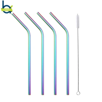

OBR 6mm Rainbow Silver Stainless Steel Straw with Cleaner Brush For Cups Reusable Drinking Straw Water Cups/Bottle Accessories