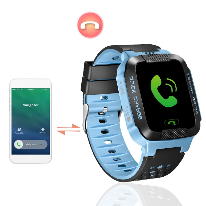 Смарт часы Детские с GPS SOS ответить на звонок освещение G21 телефоном Android героями