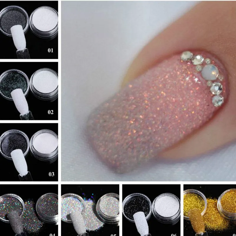 

BearPaw 8 Colors Acrylic Powder UV Gel Powder Dust Design Decoration Nail Art Glitter Phosphorr DIY Manicure Holographic