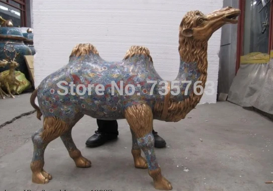 

xiuli 001728 29 Chinese 100% Pure Bronze cloisonne Lucky kindly Bactrian camel llama statuary