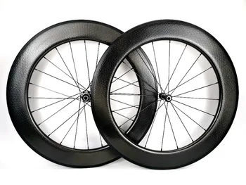 

700C full carbon dimple surface road bicycle wheels 26mm width 80mm depth Road Bicycle carbon wheelset with Novatec 511/522 hubs