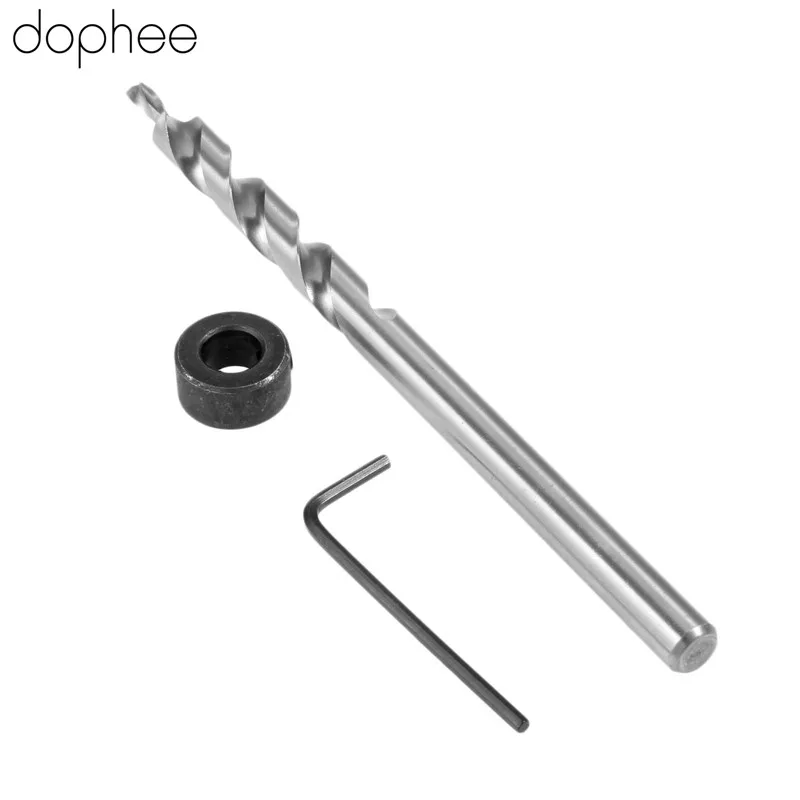 

dophee Twist Step Drill Bit +Depth Stop Collar +Hex Wrench for Kreg Pocket Hole Jig Kit Round Shank Power Tools 9.5mm 3/8 Inch