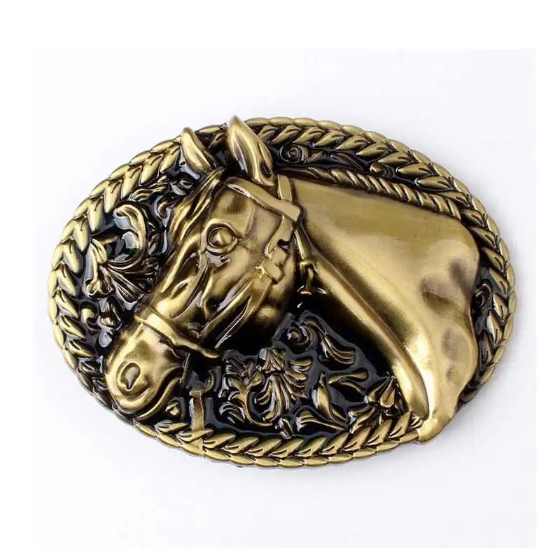 T DISOM New Arrival Horse Head Belt Buckle With Antique Brass Finished