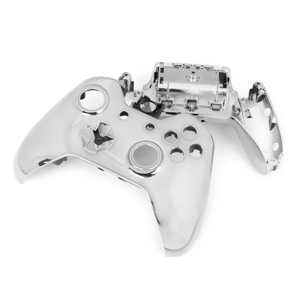 Metal Plated Full Housing Shell Case Kit Replacement Parts for Xbox One Wireless Controller - Silver