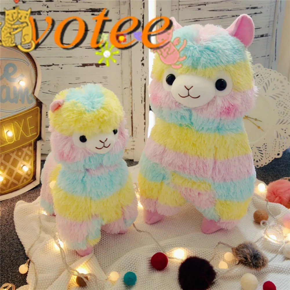 

Japan original single rainbow alpaca doll color straw horse plush toys sheep sacred animal children gifts